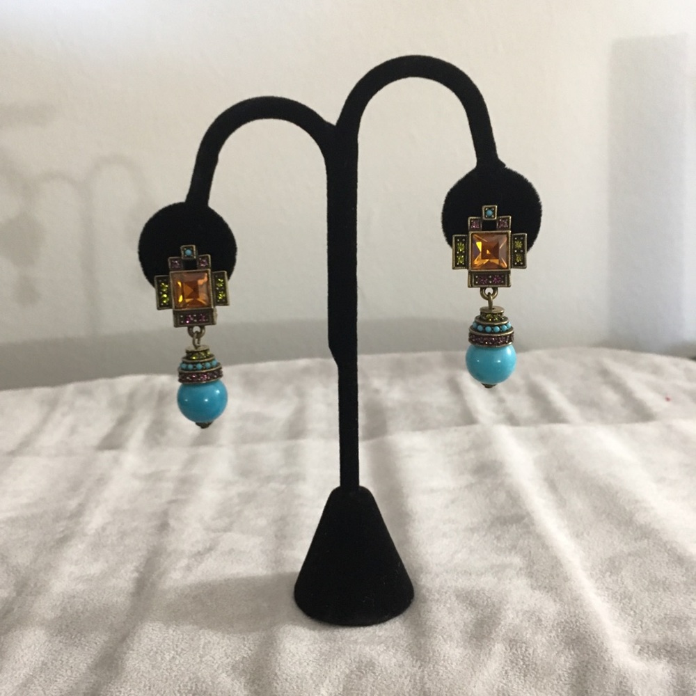 Heidi Daus Swarovski Turquoise Clip on Pair
